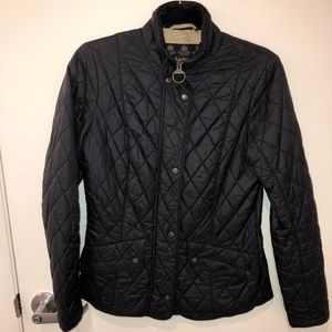 BARBOUR Flyweight Cavalry Quilted Women’s Jacket - Black Stone/Sand